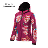 lady prints soft shell jacket woman autumn winter outdoor